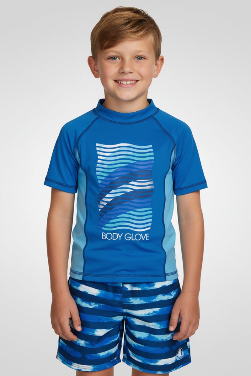 Body Glove Kids Boy 2 Pieces Rashguard  And Board Shorts Set, Multicolor - Image 1